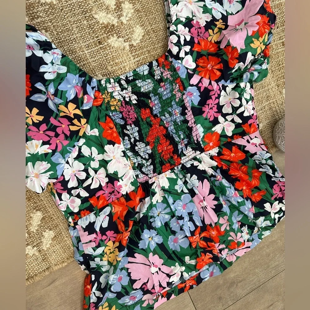 New Old Navy Women's Multicolor Floral Puff Sleeve Blouse Women’s Size XL
